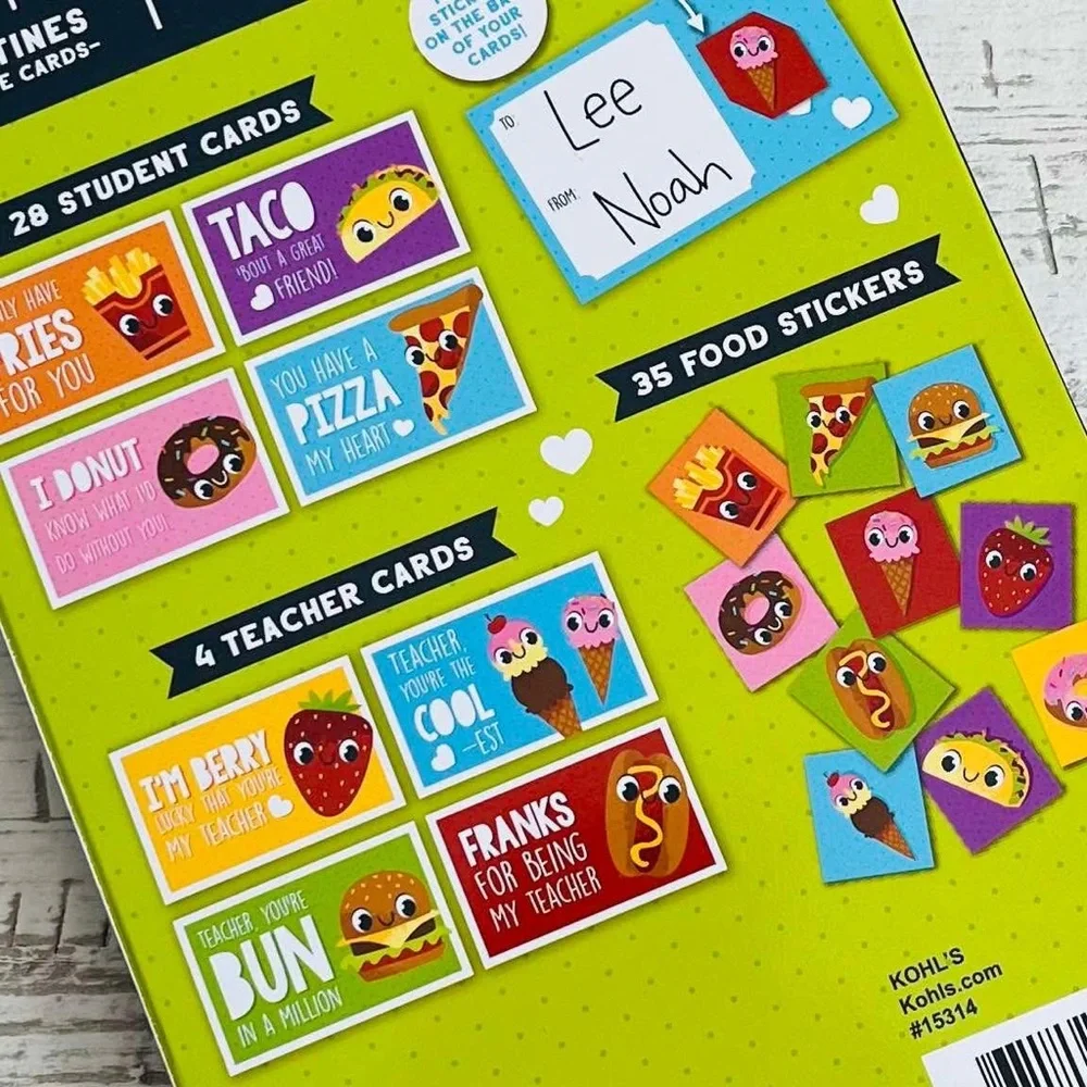 Kohl's Food Fun Valentines with Stickers